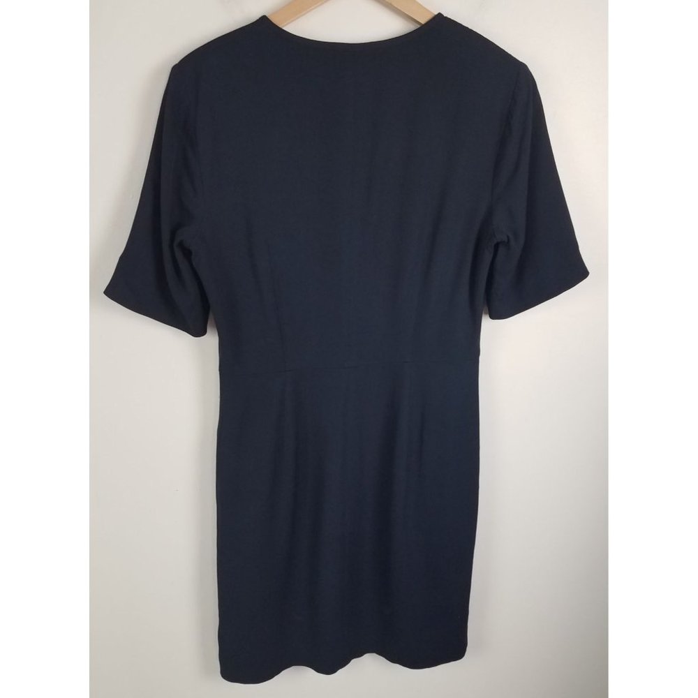 Theory Women's Sz. 10 Navy Blue Short Sleeve 1/4 Zip Sheath Dress - Picture 6 of 8
